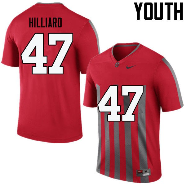 Ohio State Buckeyes #47 Justin Hilliard Youth University Jersey Throwback OSU28583